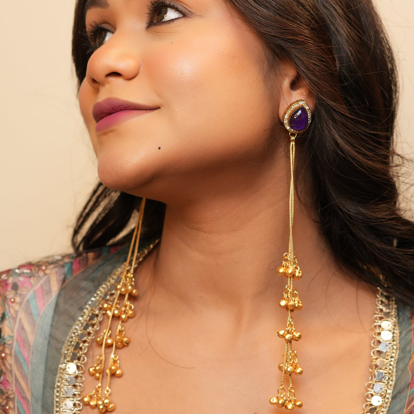 Raha Kashmiri Earrings (Purple)