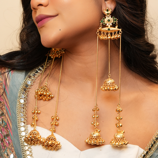 Riwaaz Kashmiri Earrings (Green)