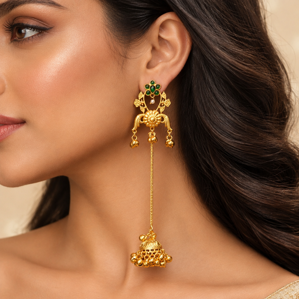 Lotus Kashmiri Earrings (Green)
