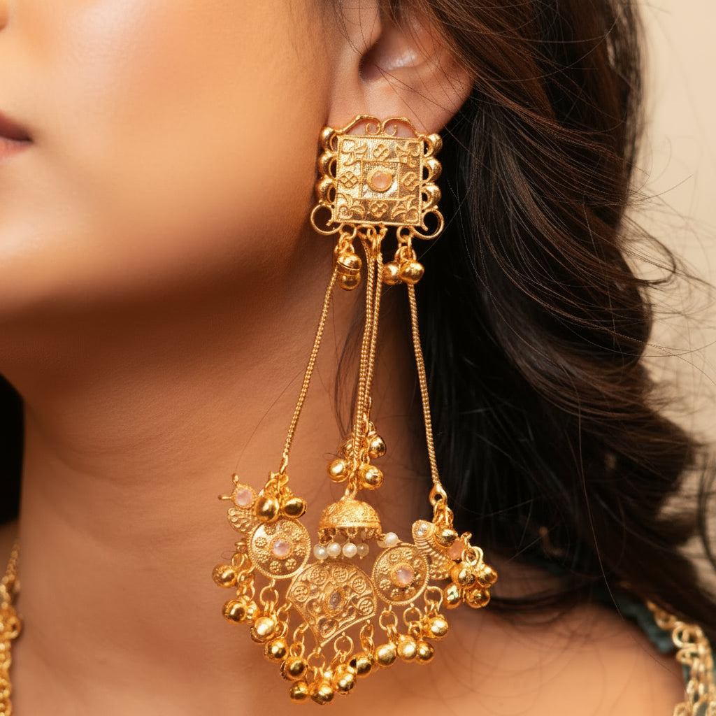 Shahi Kashmiri Earrings (light- Pink)