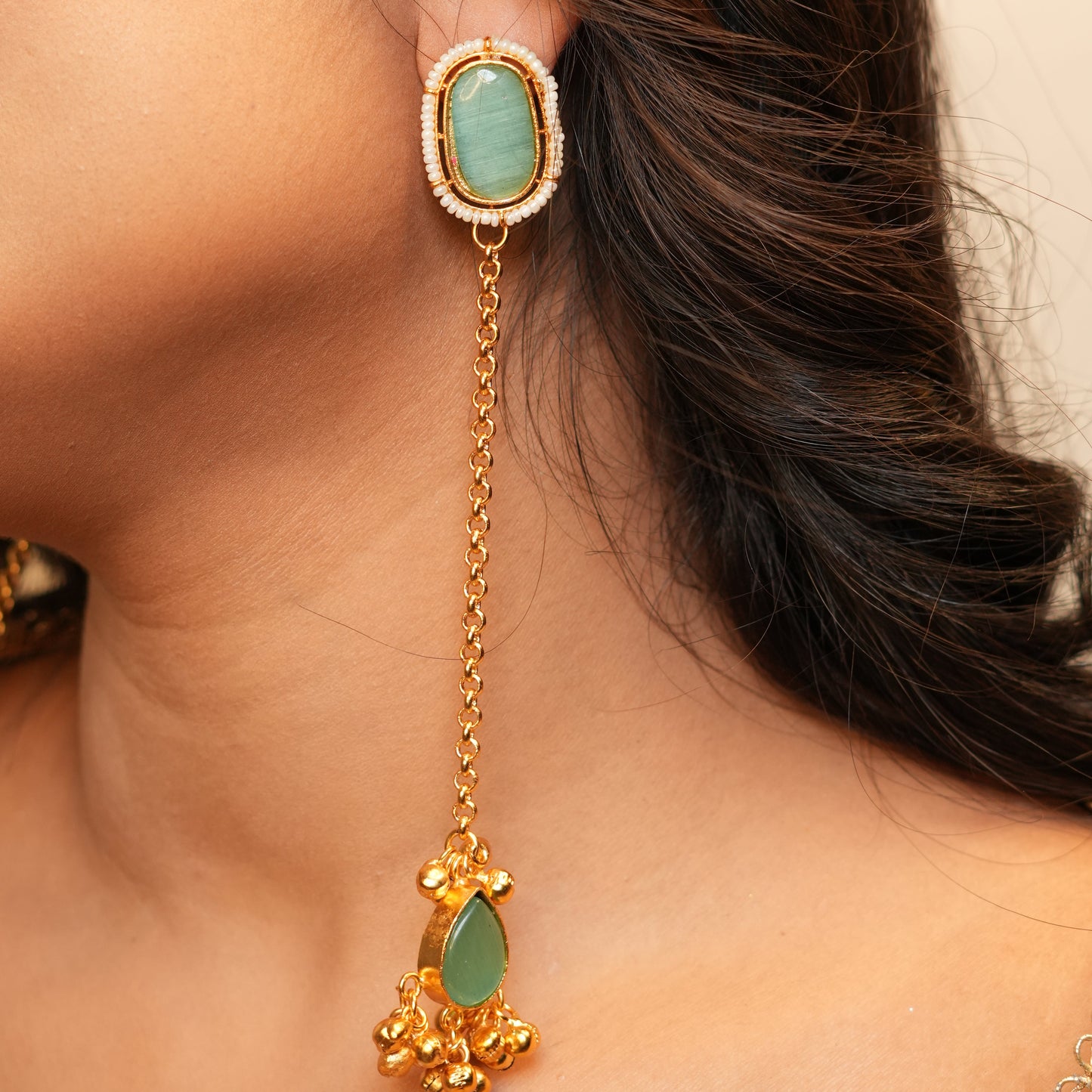 Ishika Kashmiri Earrings (Sea Blue)