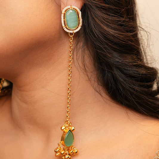 Ishika Kashmiri Earrings (Sea Blue)