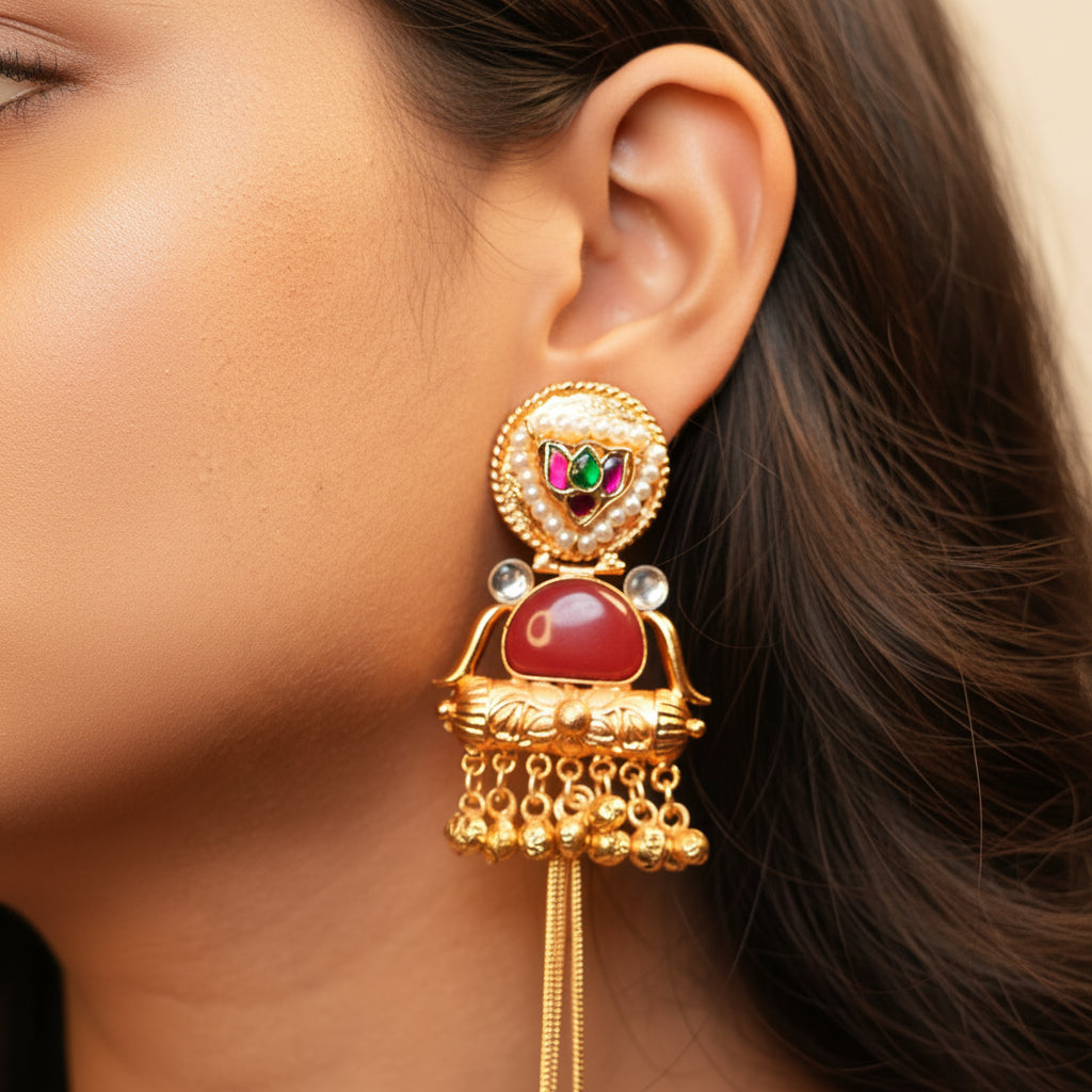 Sima Kashmiri Earrings (Wine)