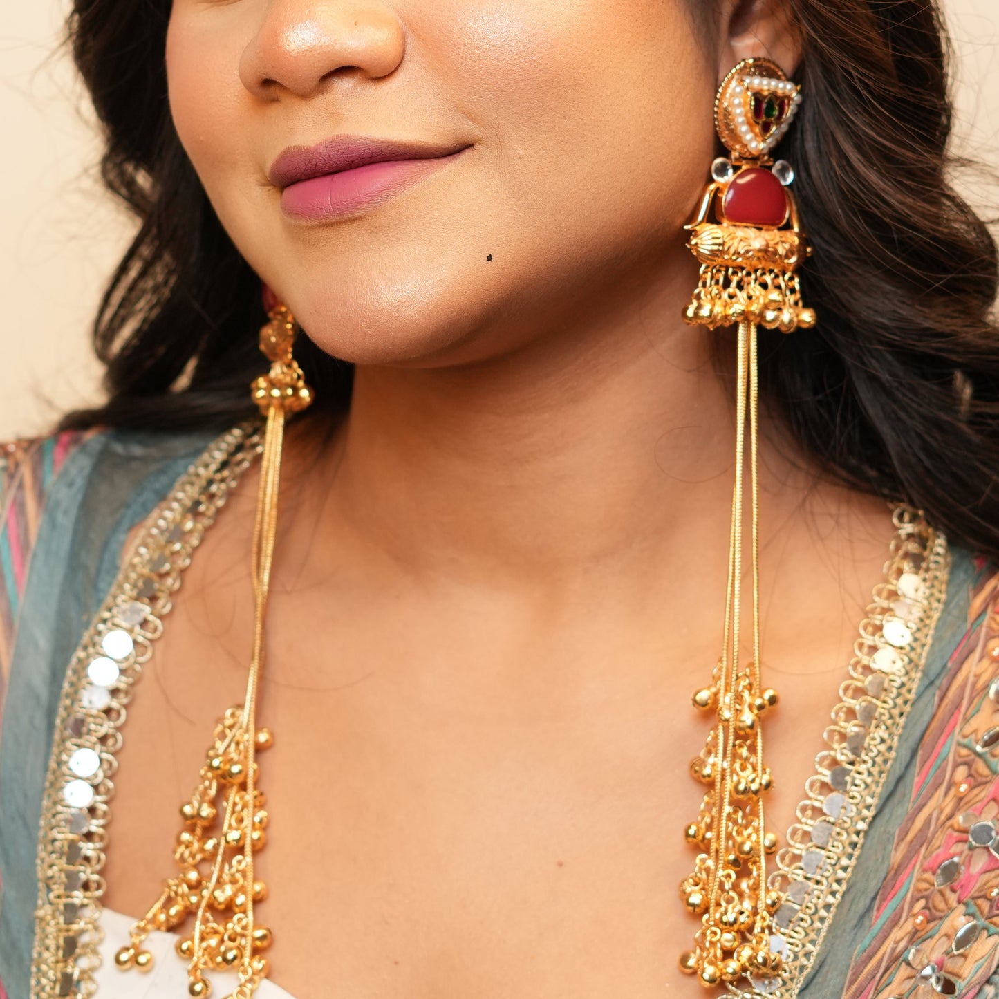 Sima Kashmiri Earrings (Wine)
