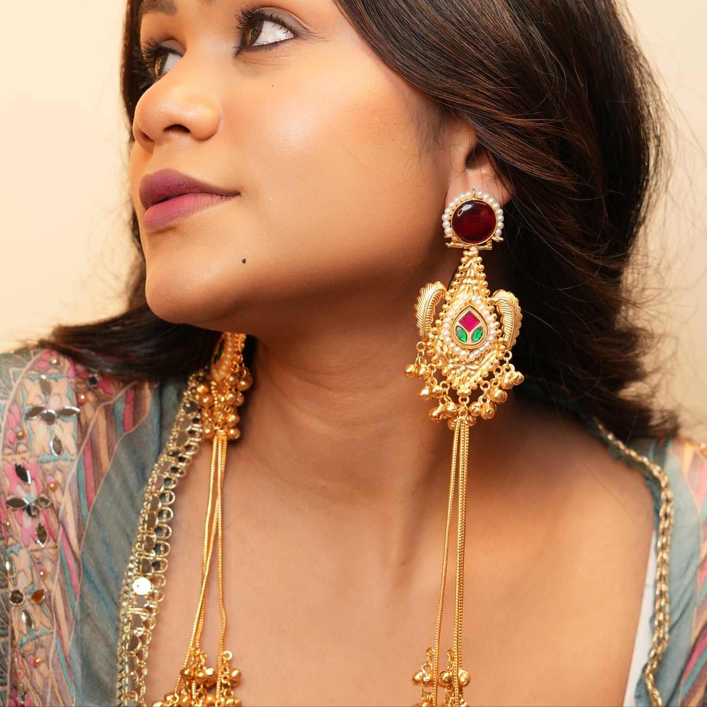 Samira Kashmiri Earrings (Wine)