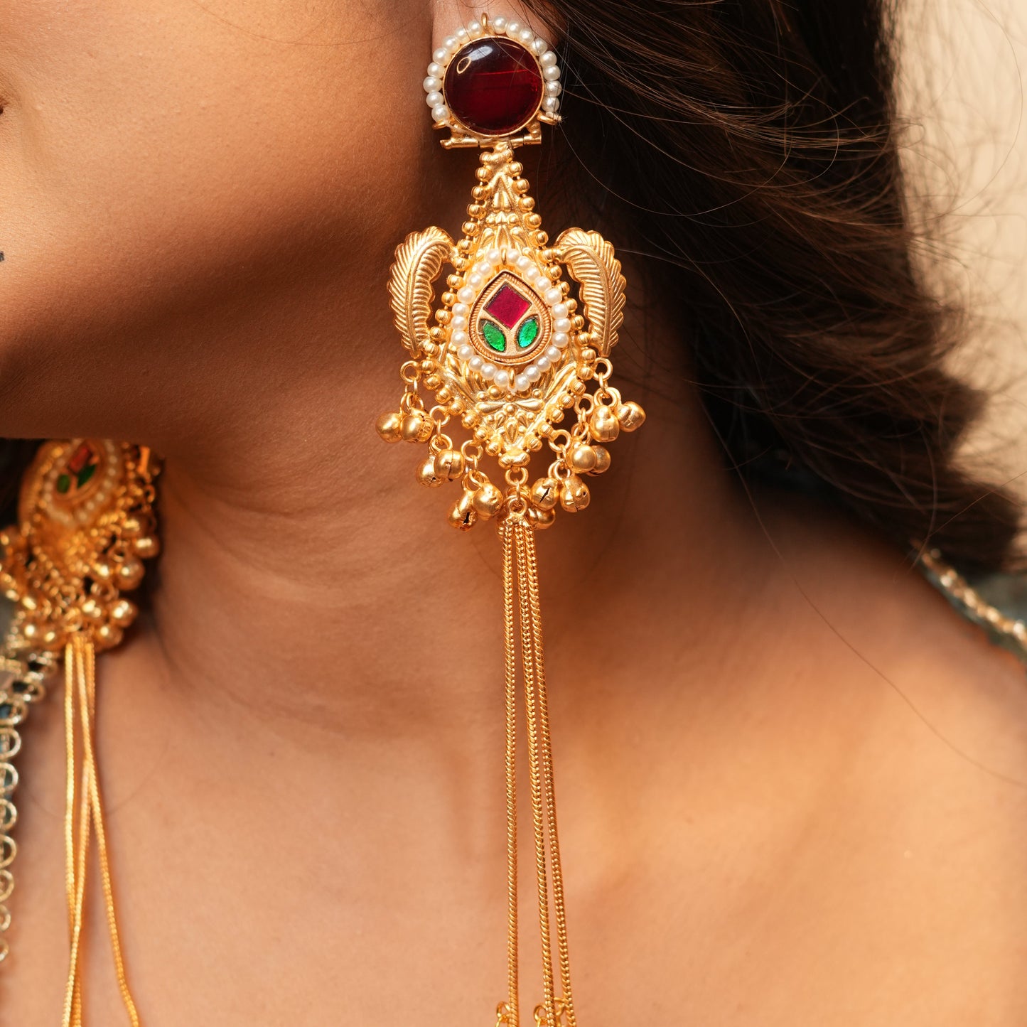 Samira Kashmiri Earrings (Wine)