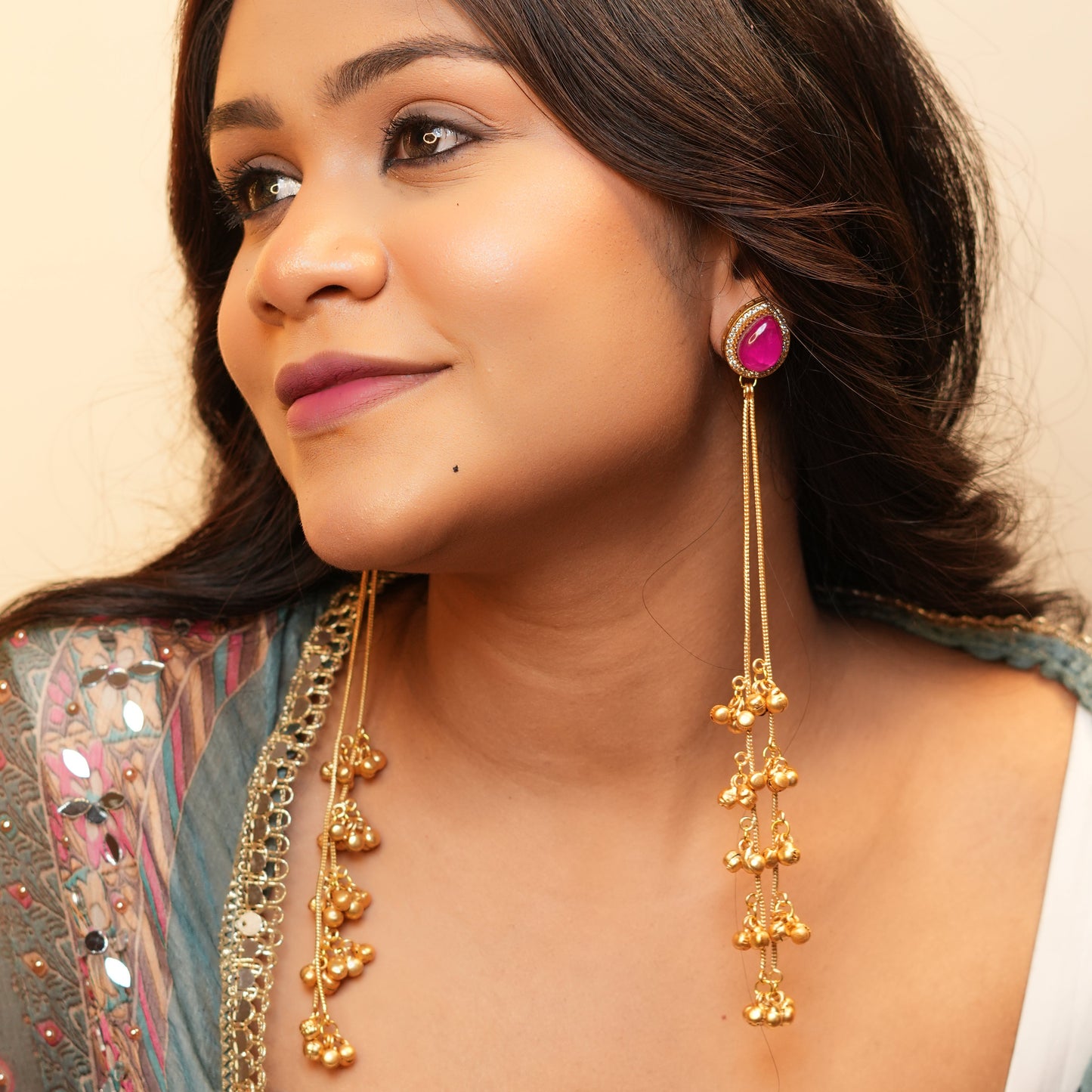 Raha Kashmiri Earrings (Rani-Pink)