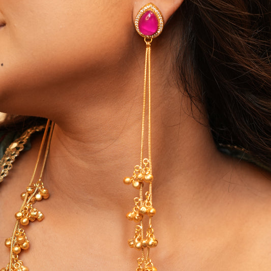 Raha Kashmiri Earrings (Rani-Pink)