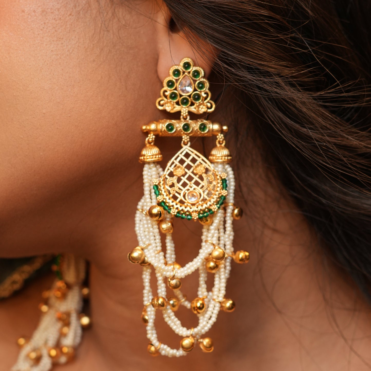 Meher Kashmiri Earrings (Green)
