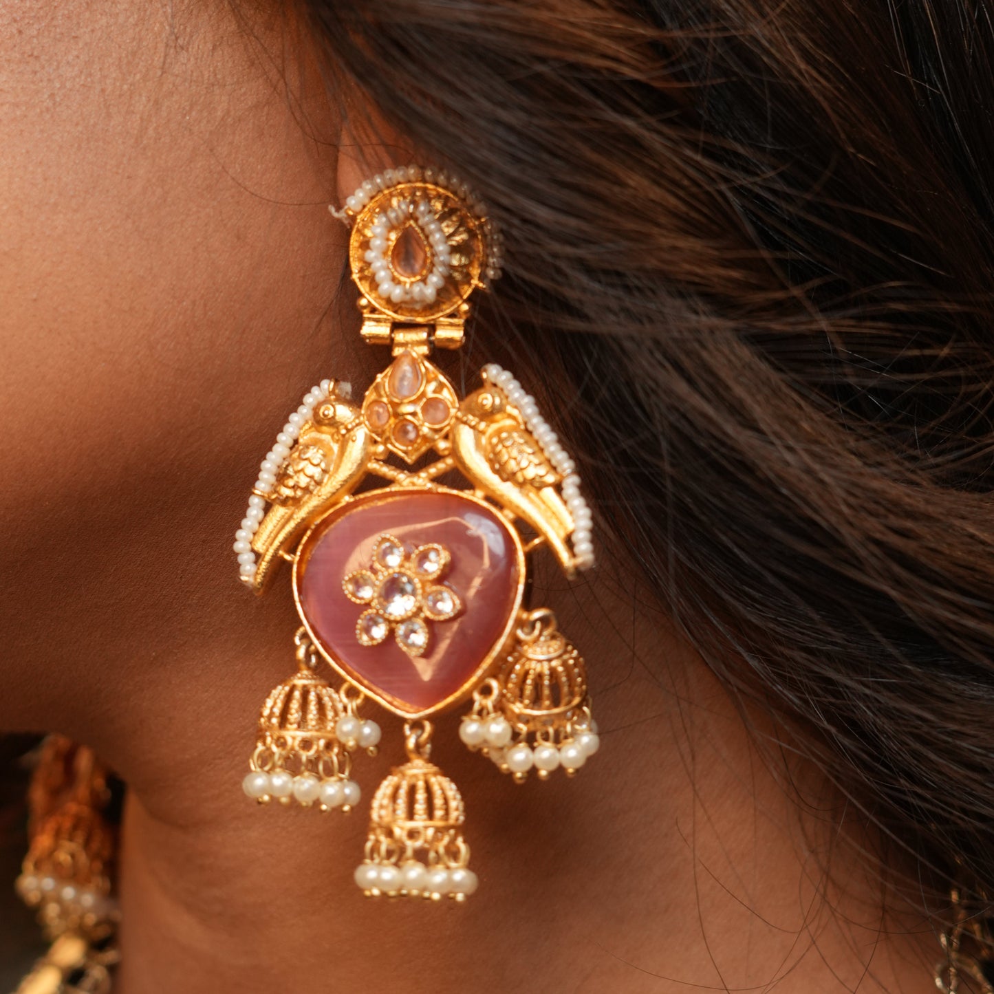 Riya Kashmiri Earrings (Pink)