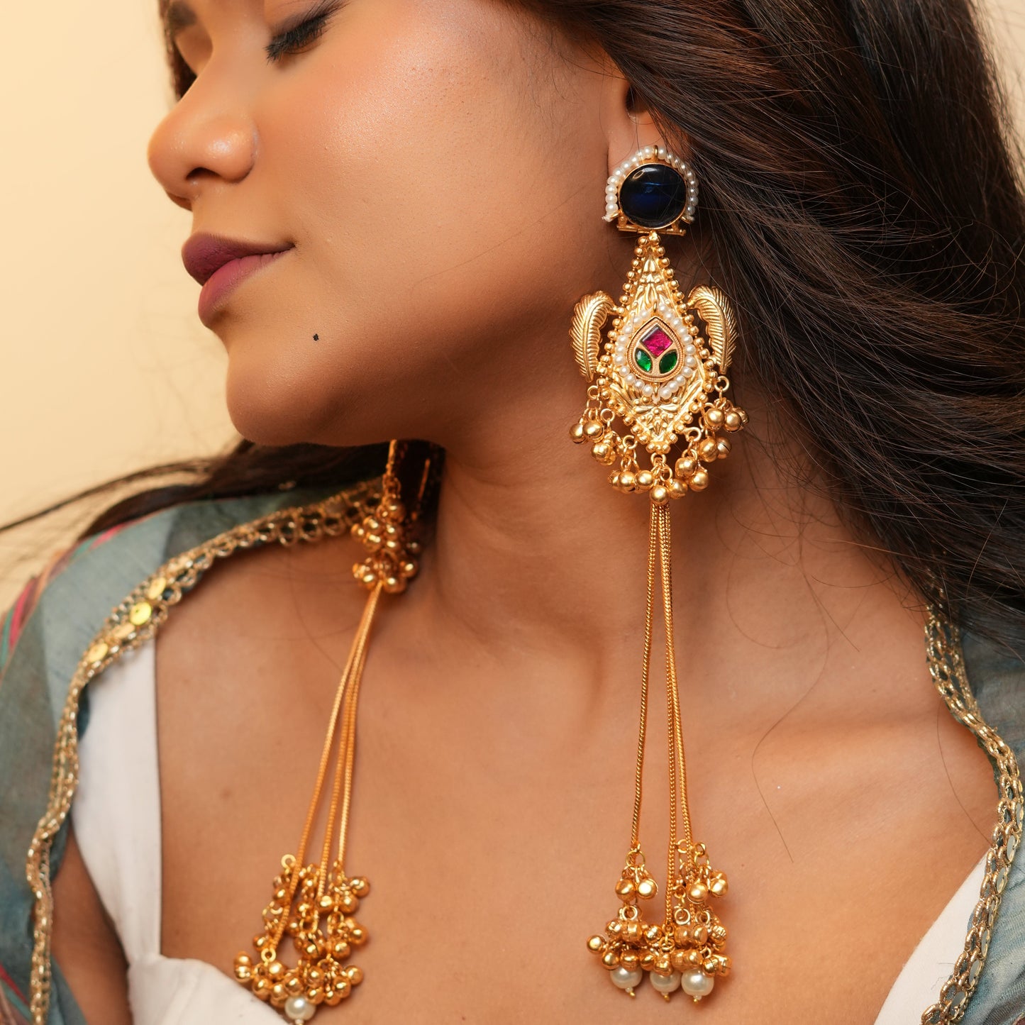 Samira Kashmiri Earrings (Blue)