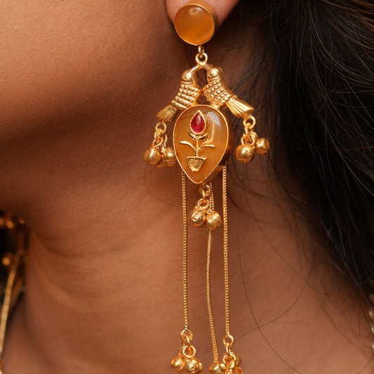 Gulnaar Kashmiri Earrings (Yellow)