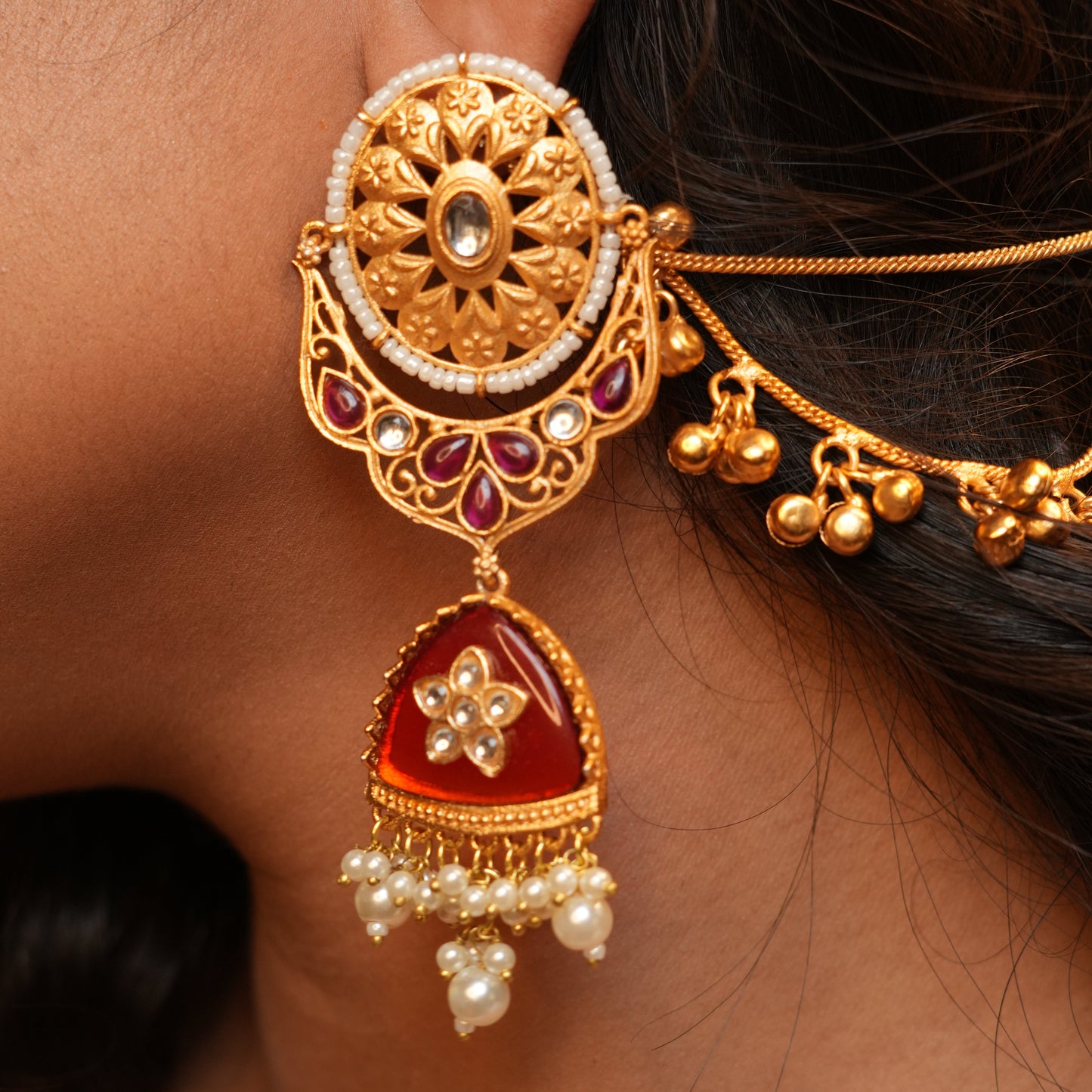 Noor Chain Earrings (Wine)