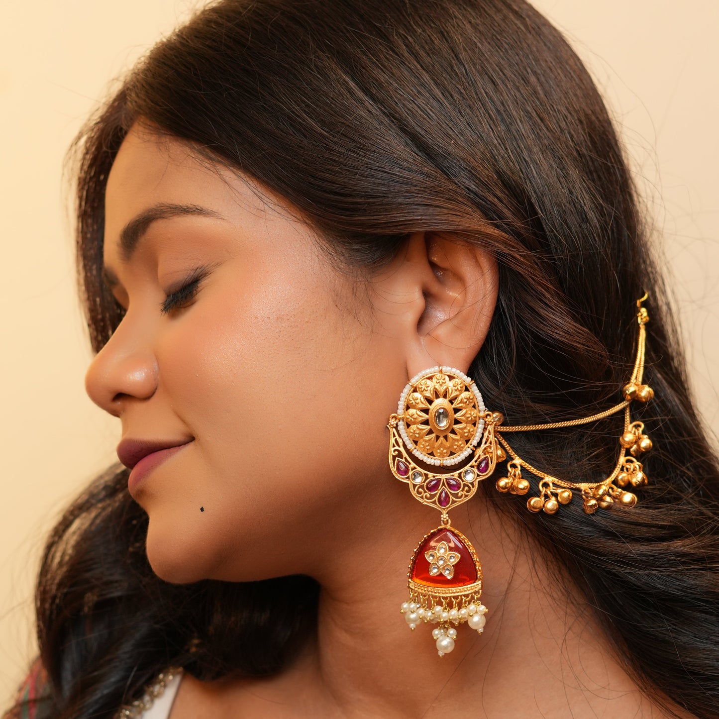 Noor Chain Earrings (Wine)