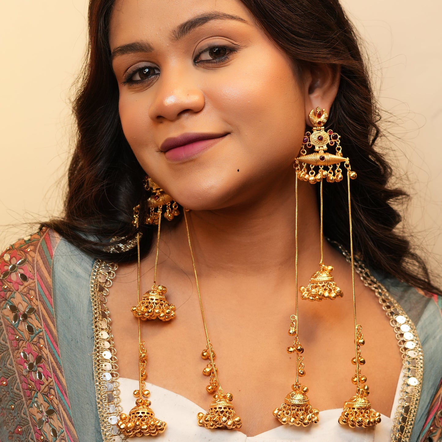 Riwaaz Kashmiri Earrings (Pink)