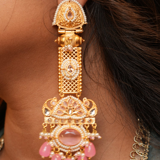 Noori Kashmiri Earrings (Pink)