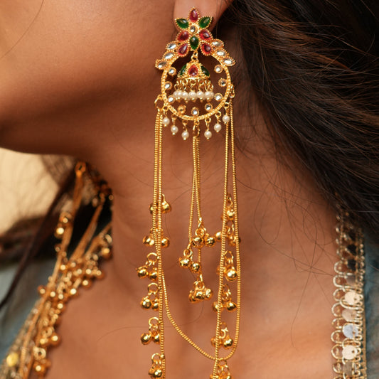 Zoya Kashmiri Earrings (Pink-Green)