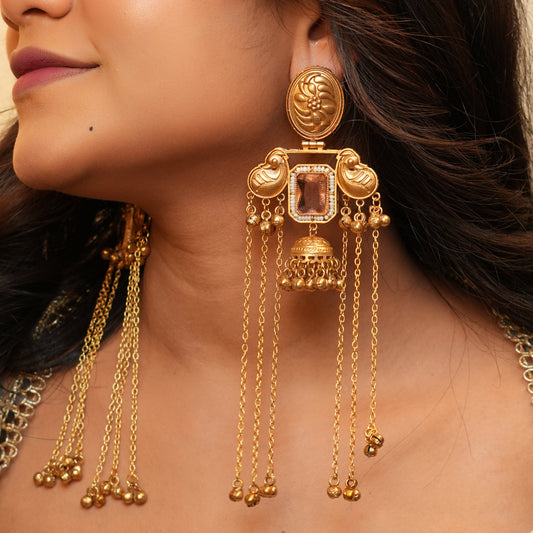 Mayur Kashmiri Earrings (Golden)