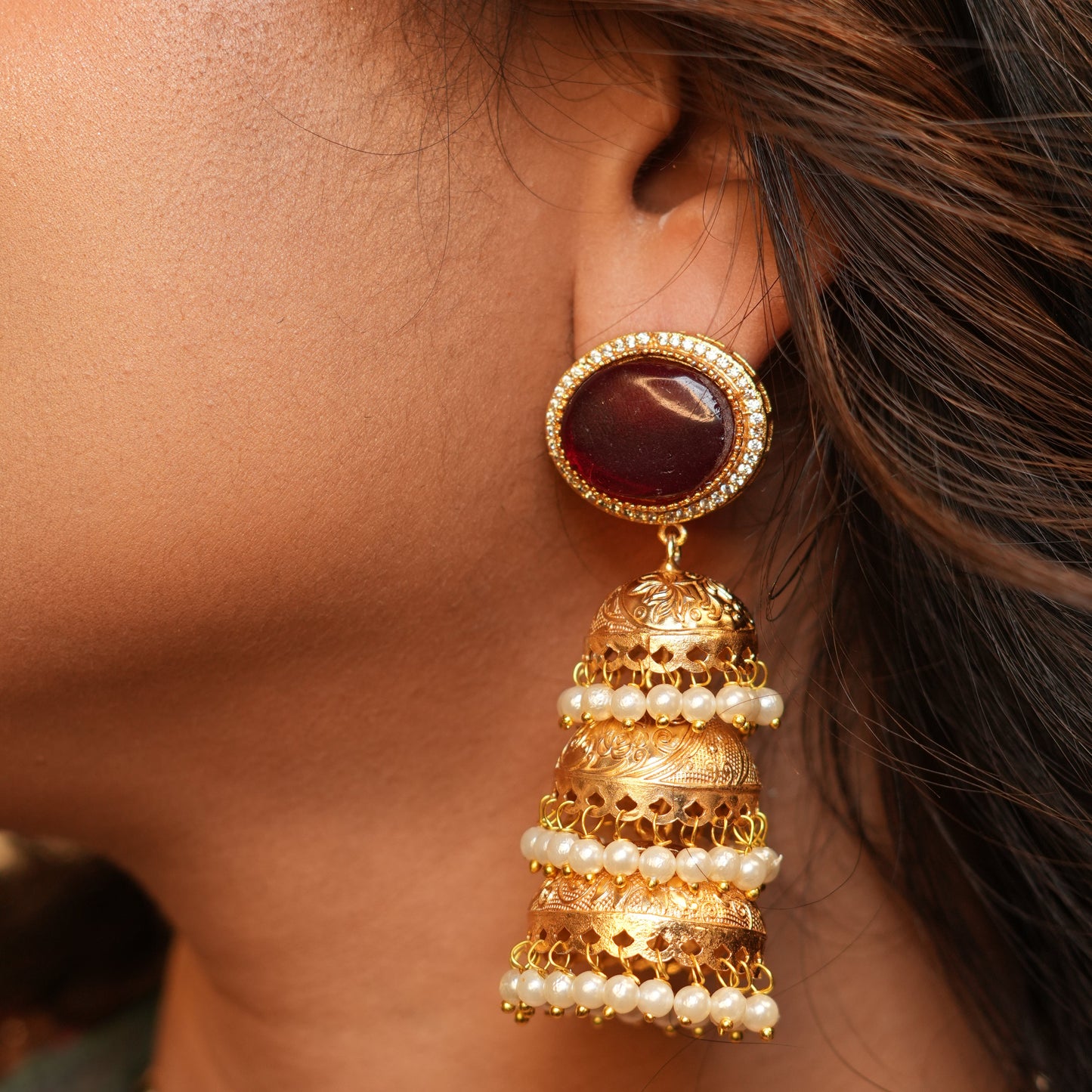 Kiran Kashmiri Jhumka (Wine)