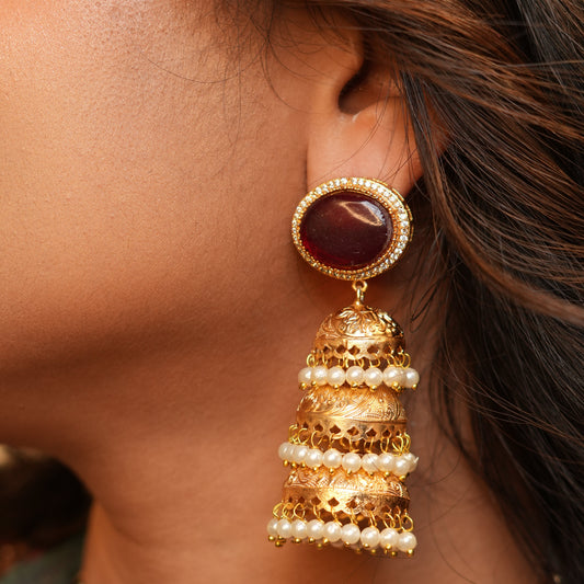 Kiran Kashmiri Jhumka (Wine)