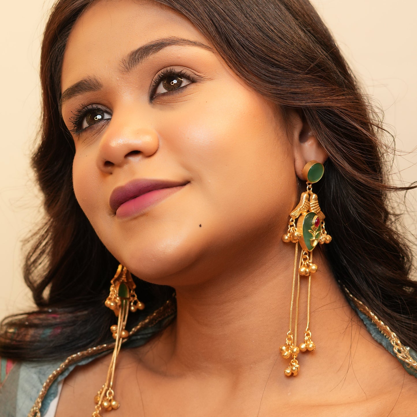 Gulnaar Kashmiri Earrings (Mint Green)