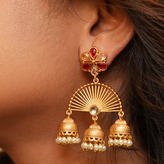 Zalak Kashmiri Jhumkas (Pink-White)