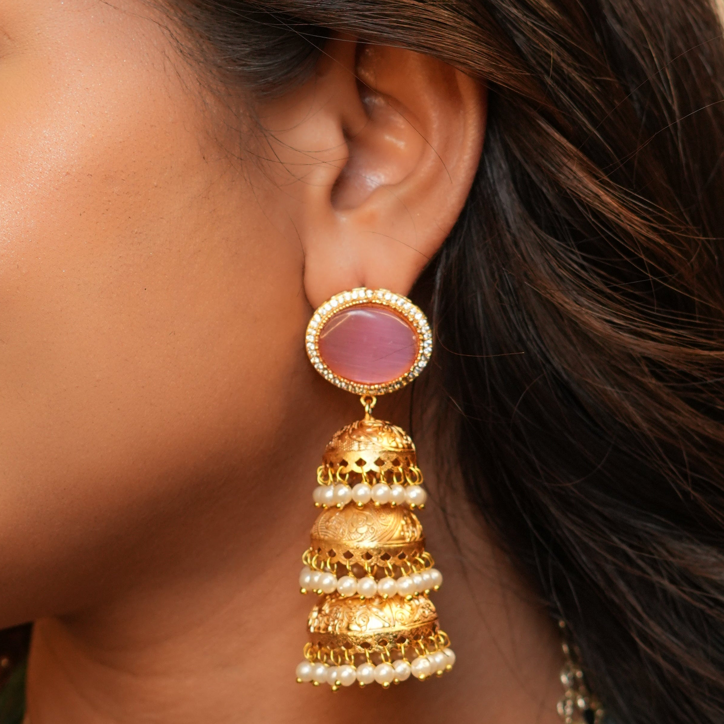 Kiran Kashmiri Jhumka (Pink)