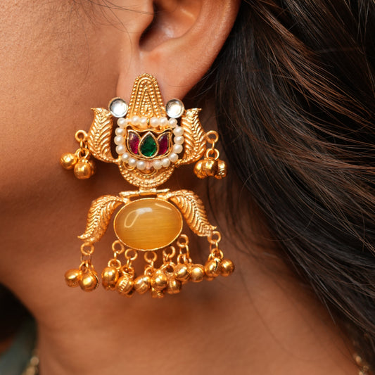 Gulzar Kashmiri Earrings (Yellow)