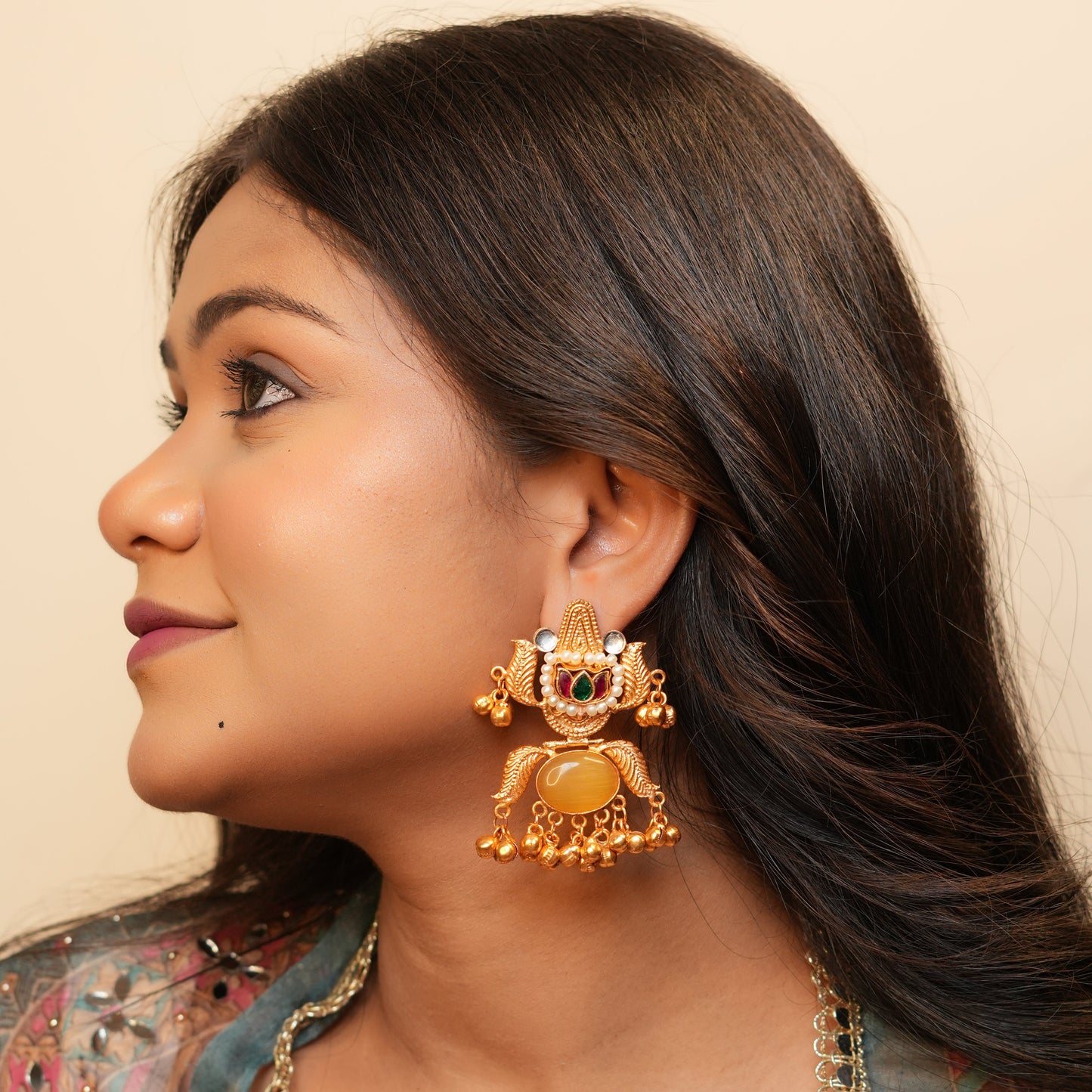Gulzar Kashmiri Earrings (Yellow)