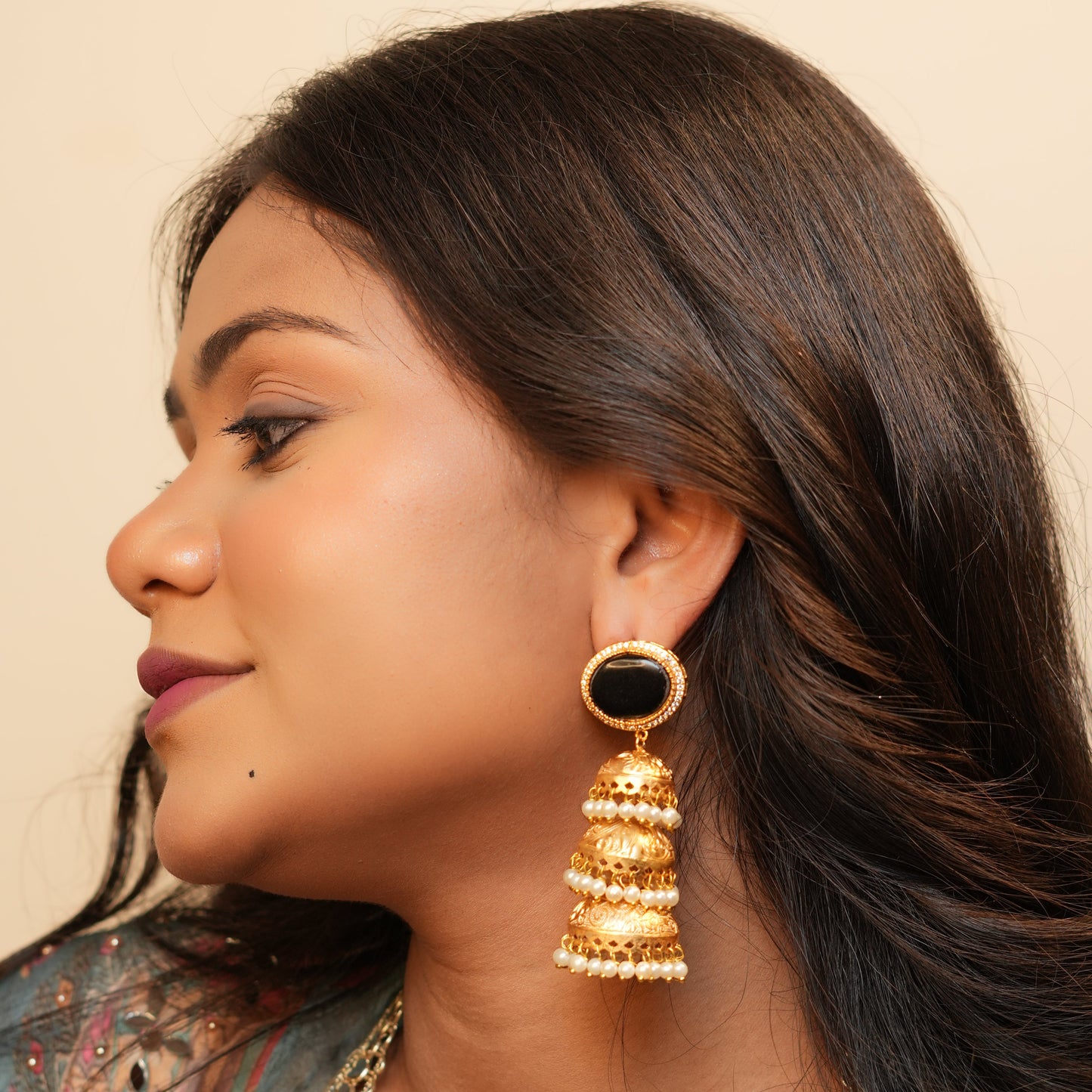 Kiran Kashmiri Jhumka (Black)