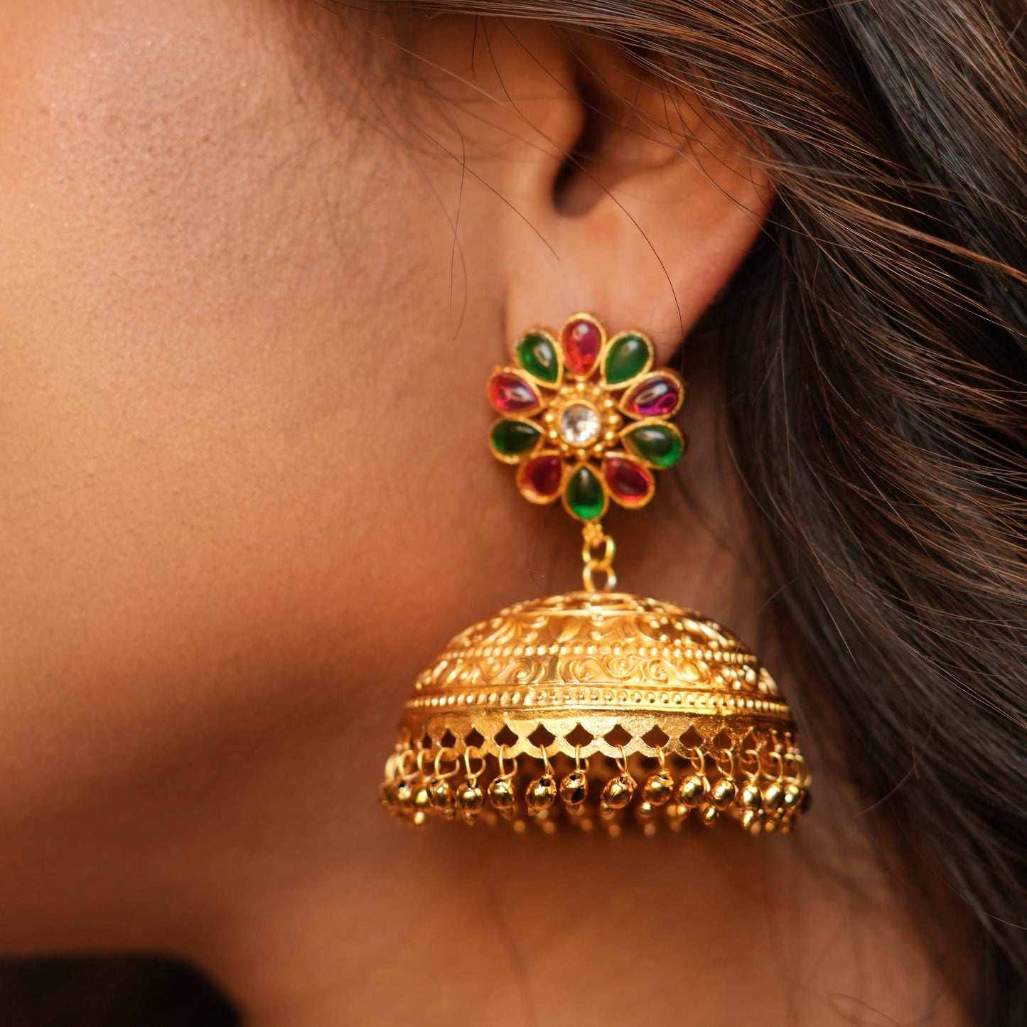 Gul Kashmiri Jhumka (Pink Green)