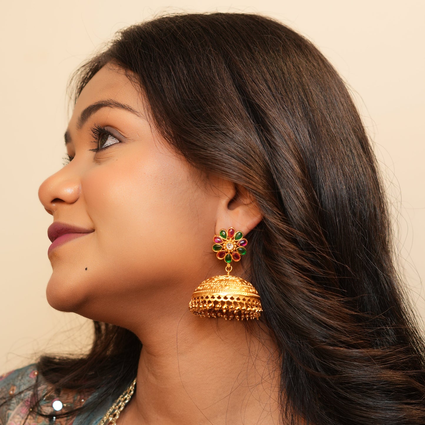 Gul Kashmiri Jhumka (Pink Green)