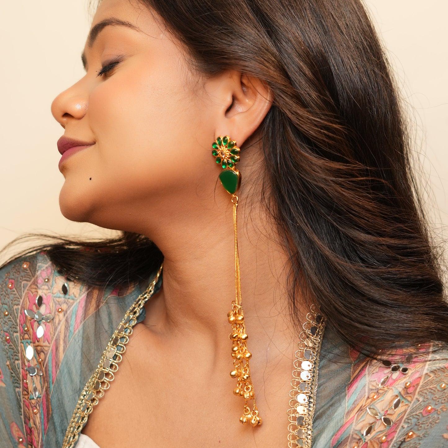 Ruhi Kashmiri Earrings (Green)