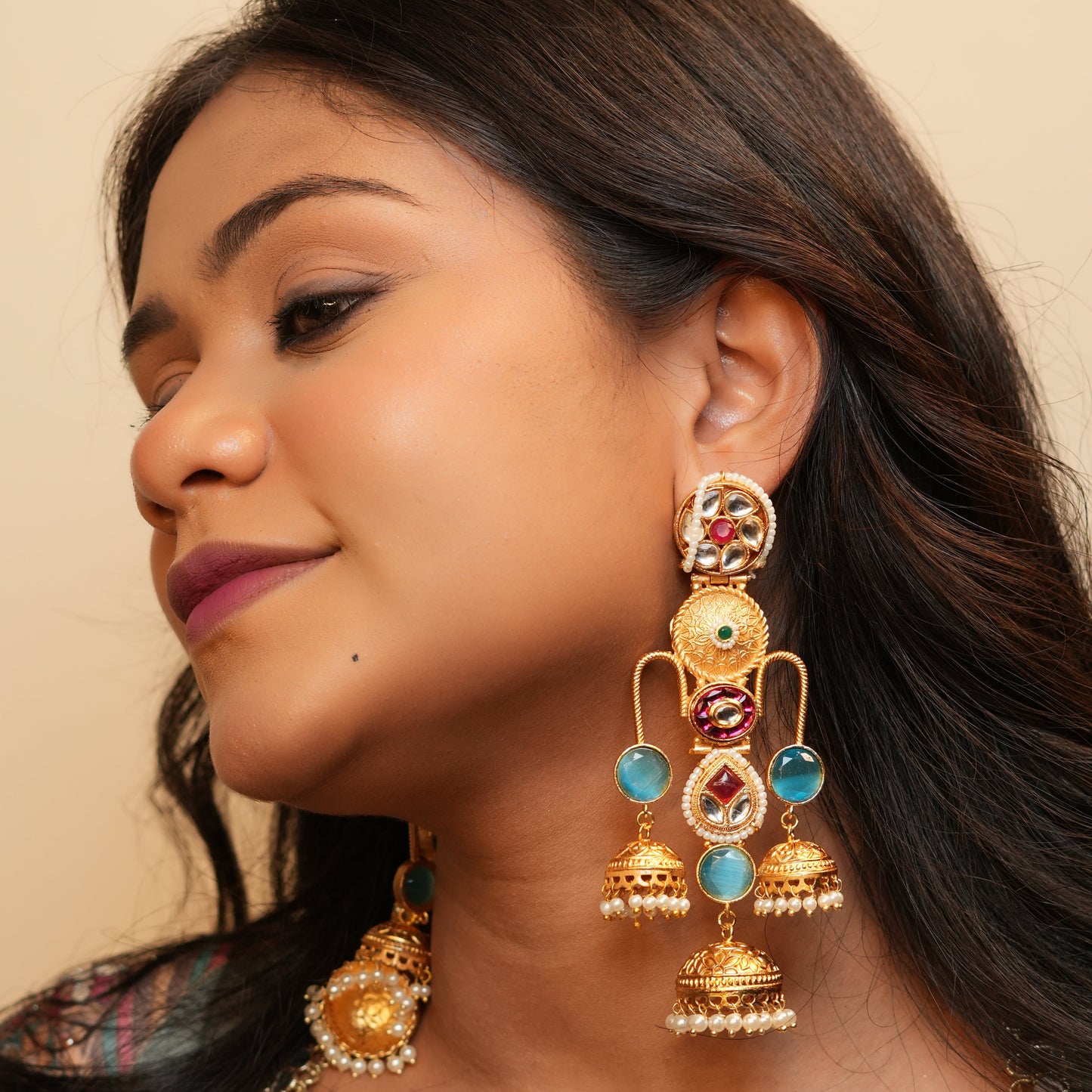 Sia Kashmiri Earrings (Blue)