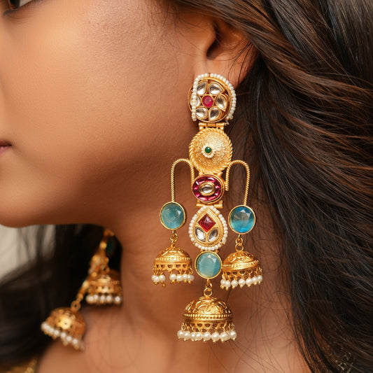 Sia Kashmiri Earrings (Blue)