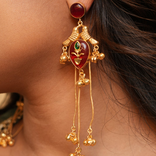 Gulnaar Kashmiri Earrings (Wine)