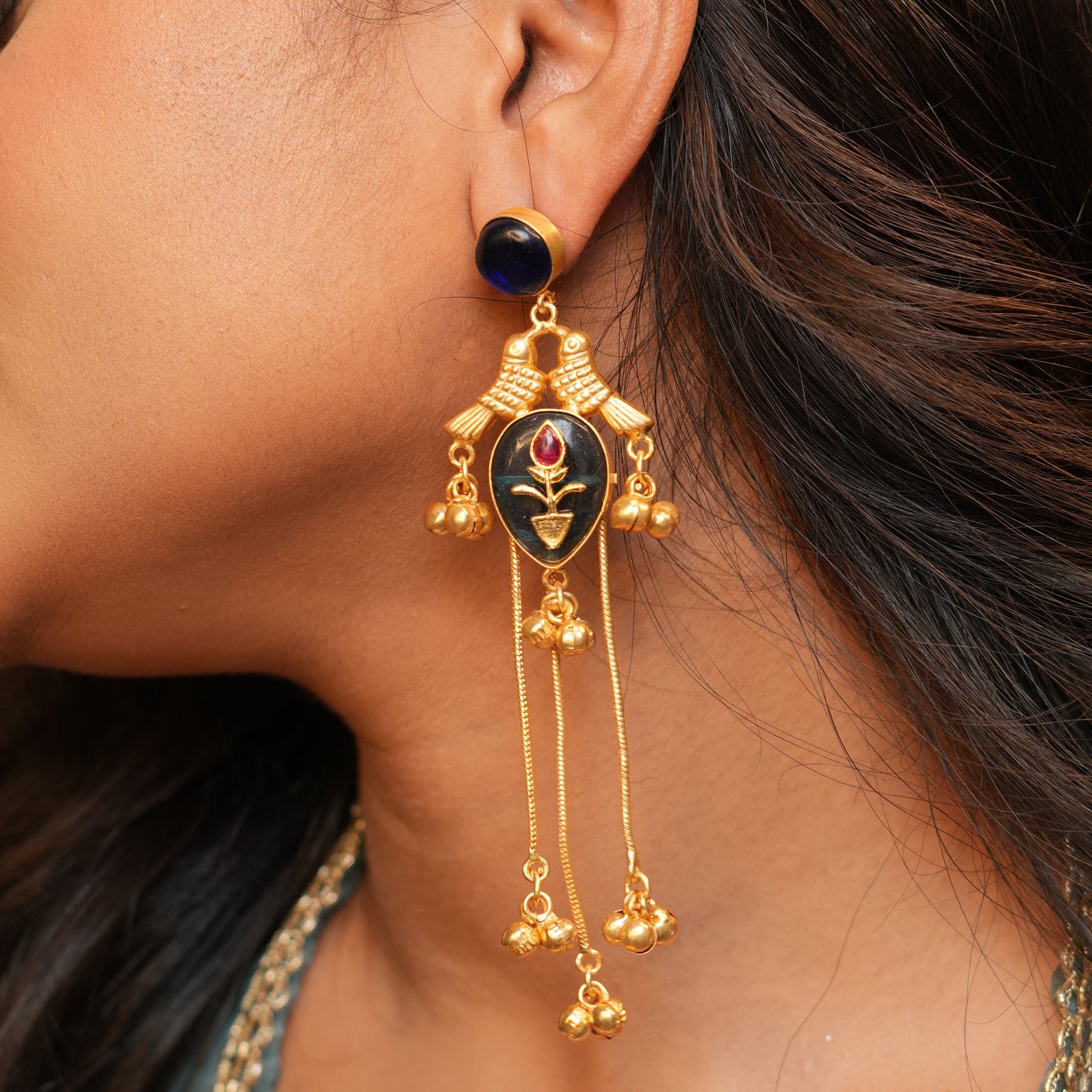 Gulnaar Kashmiri Earrings (Black)