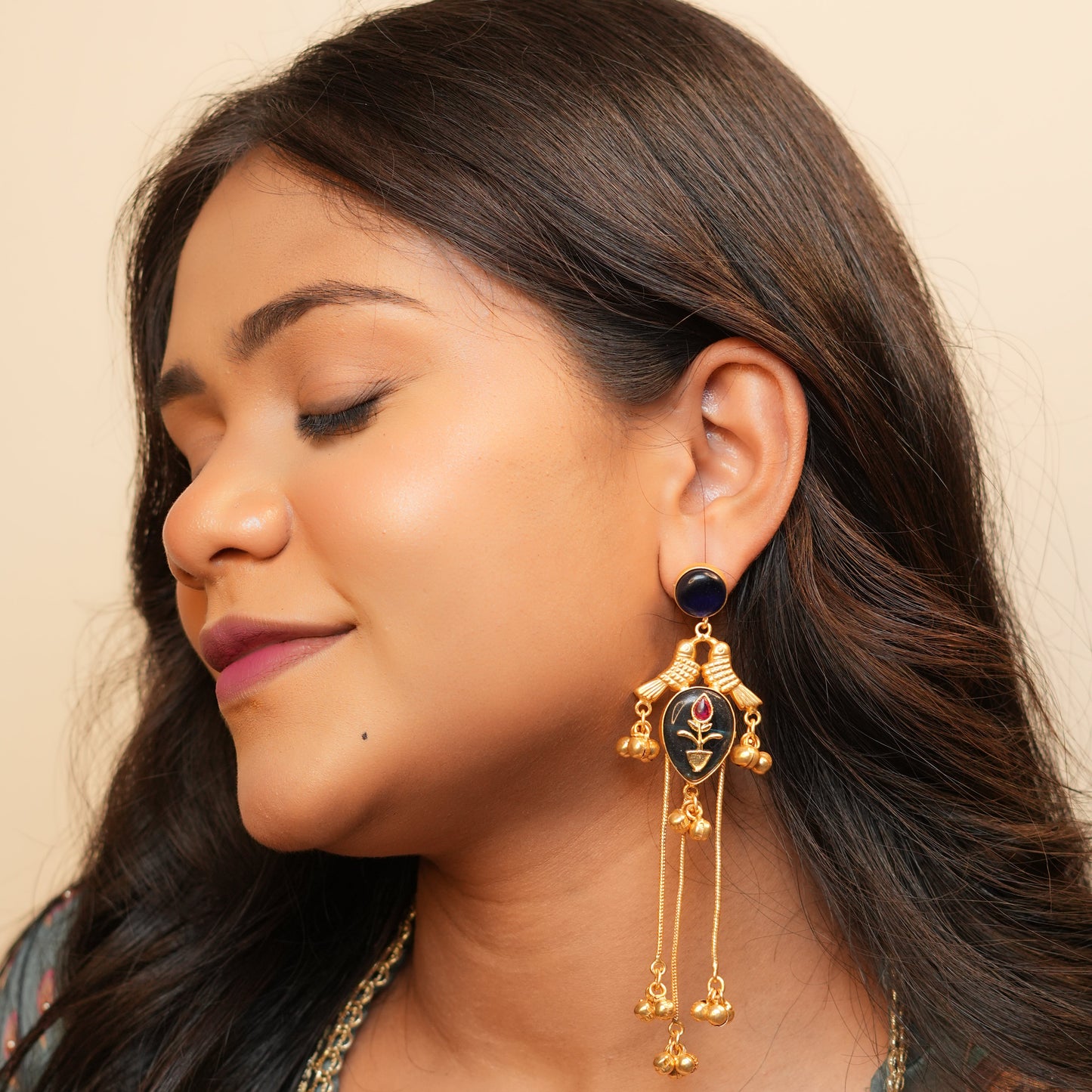 Gulnaar Kashmiri Earrings (Black)