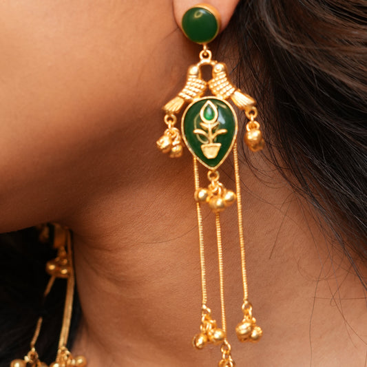 Gulnaar Kashmiri Earrings (Green)