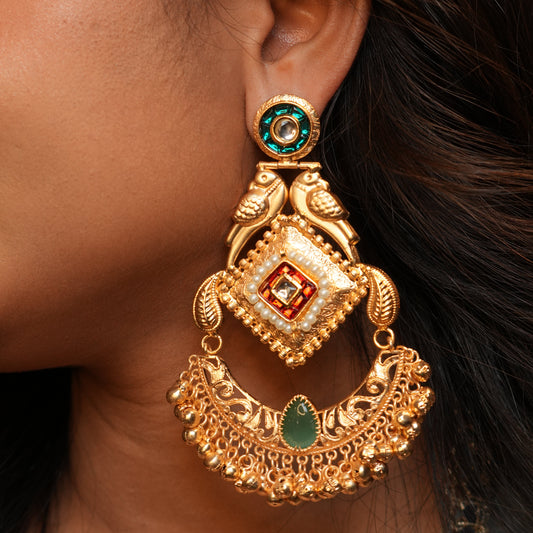 Aaradhya Kashmiri Earrings (Green and Red)