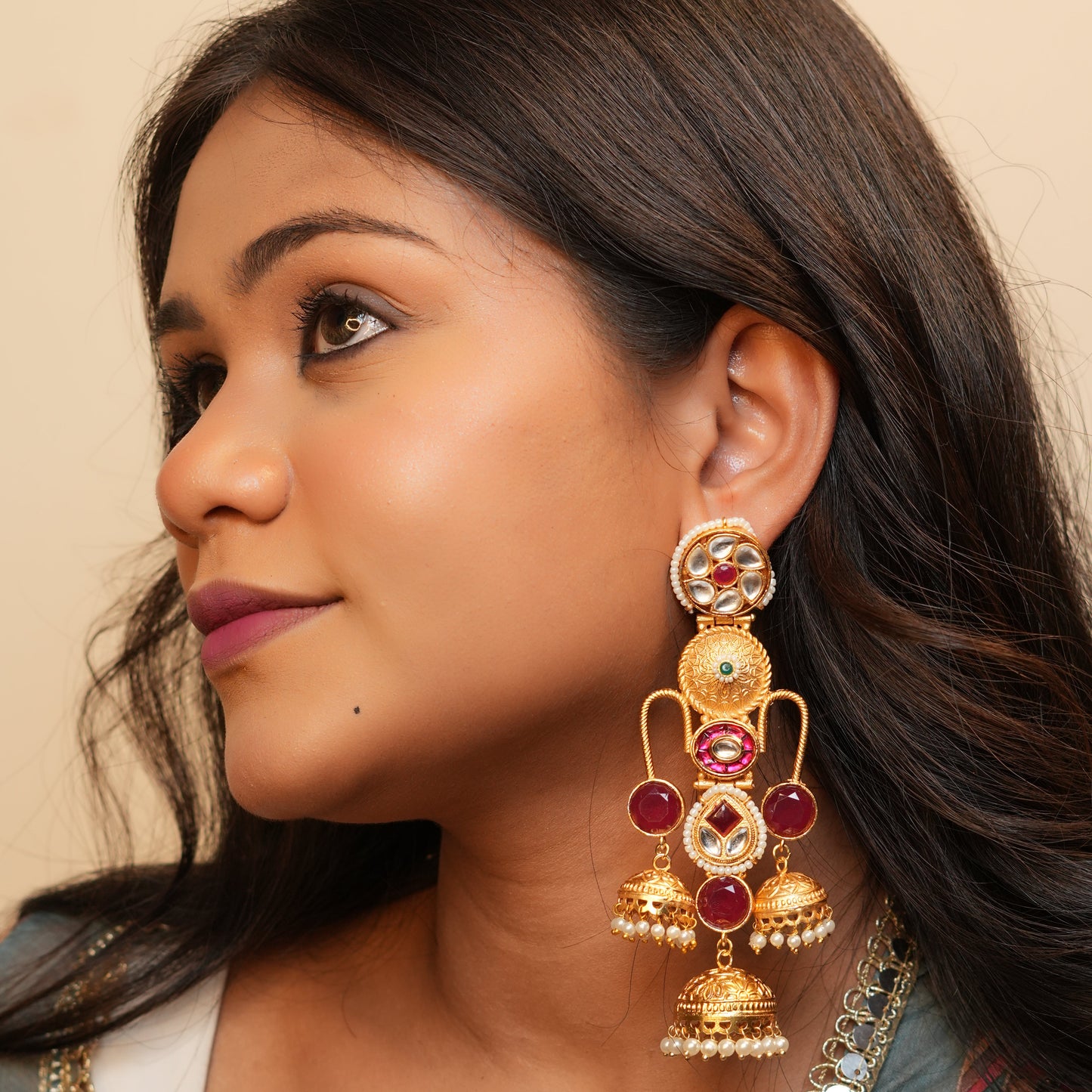 Sia Kashmiri Earrings (Wine)