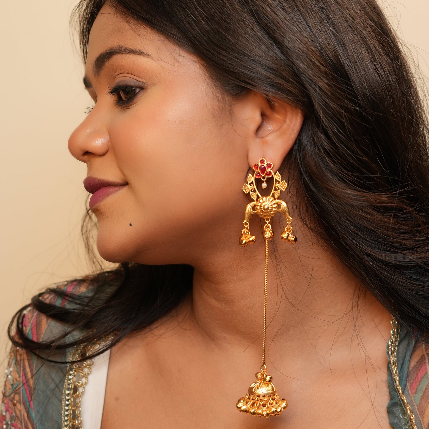 Lotus Kashmiri Earrings (Pink)