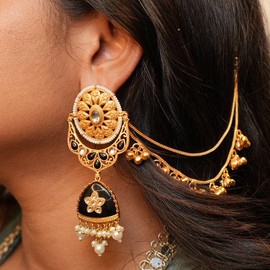 Noor Chain Earrings (Black)
