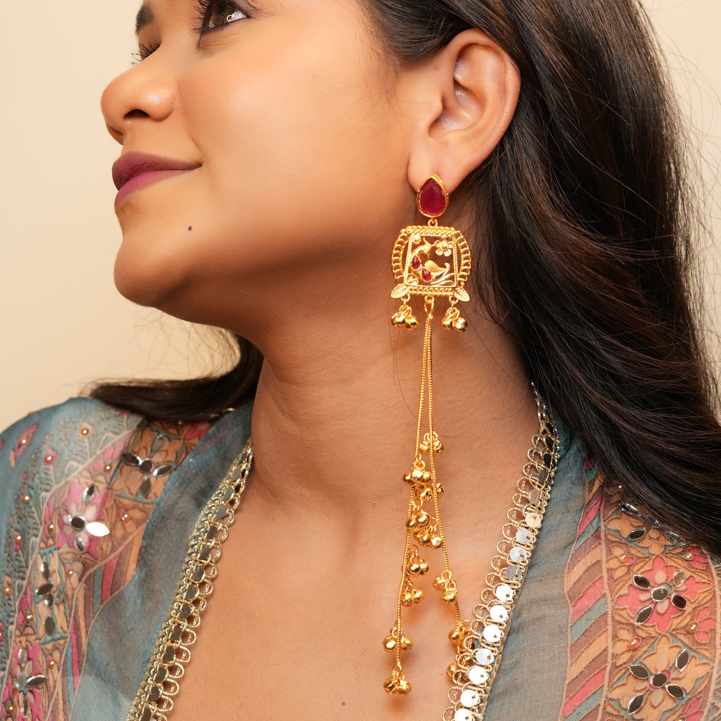 Zira Kashmiri Earrings (Wine)