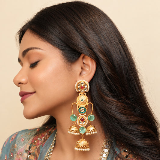 Sia Kashmiri Earrings (Green)