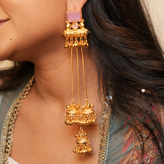 Roohi Kashmiri Earrings (Pink)