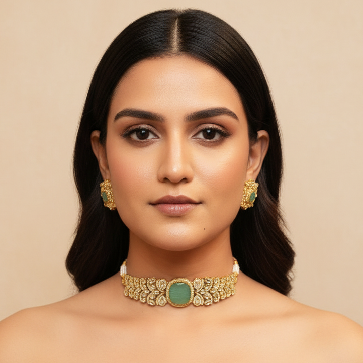 Maira Chokar Necklace (Mint Green)