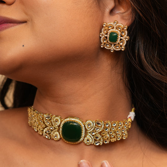 Maira Chokar Necklace (Green)