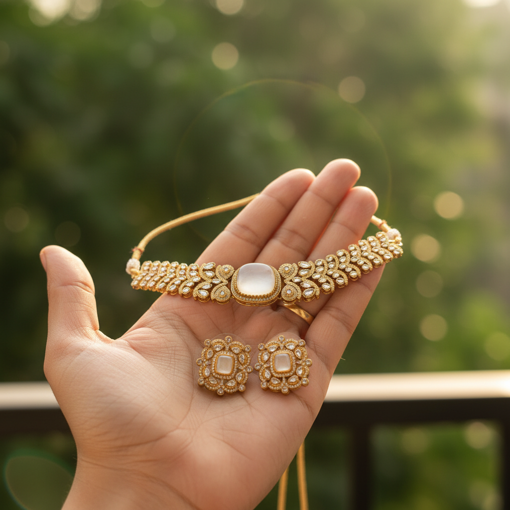 Maira Chokar Necklace (White)
