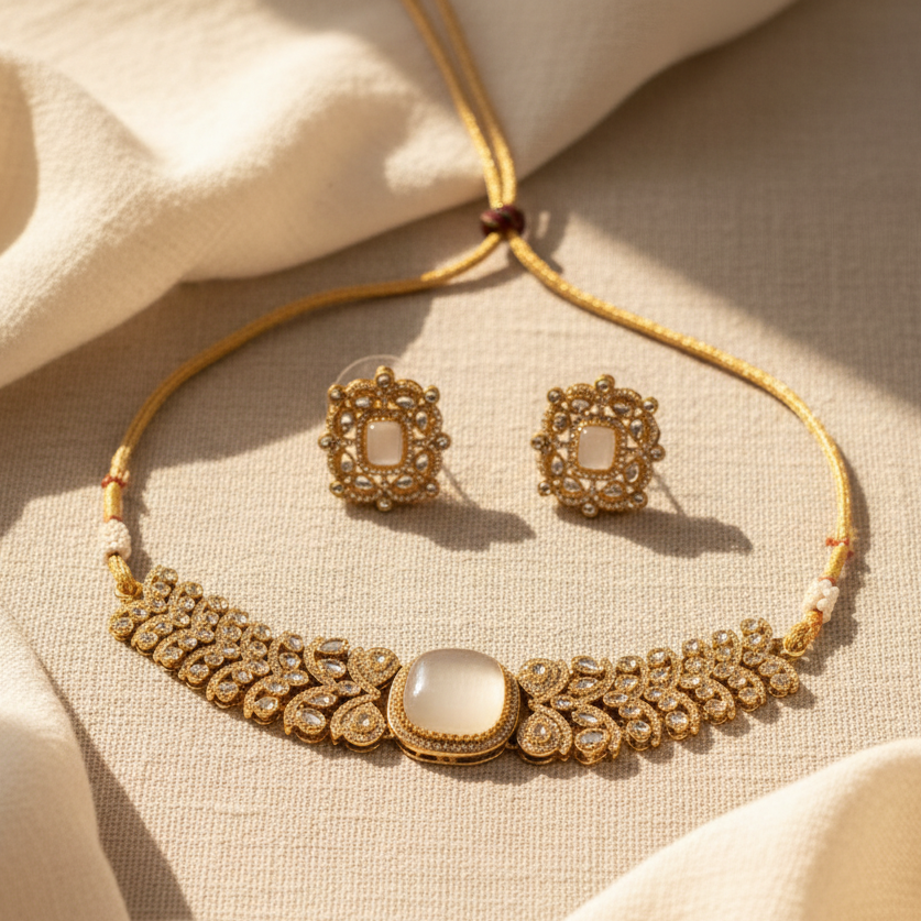 Maira Chokar Necklace (White)